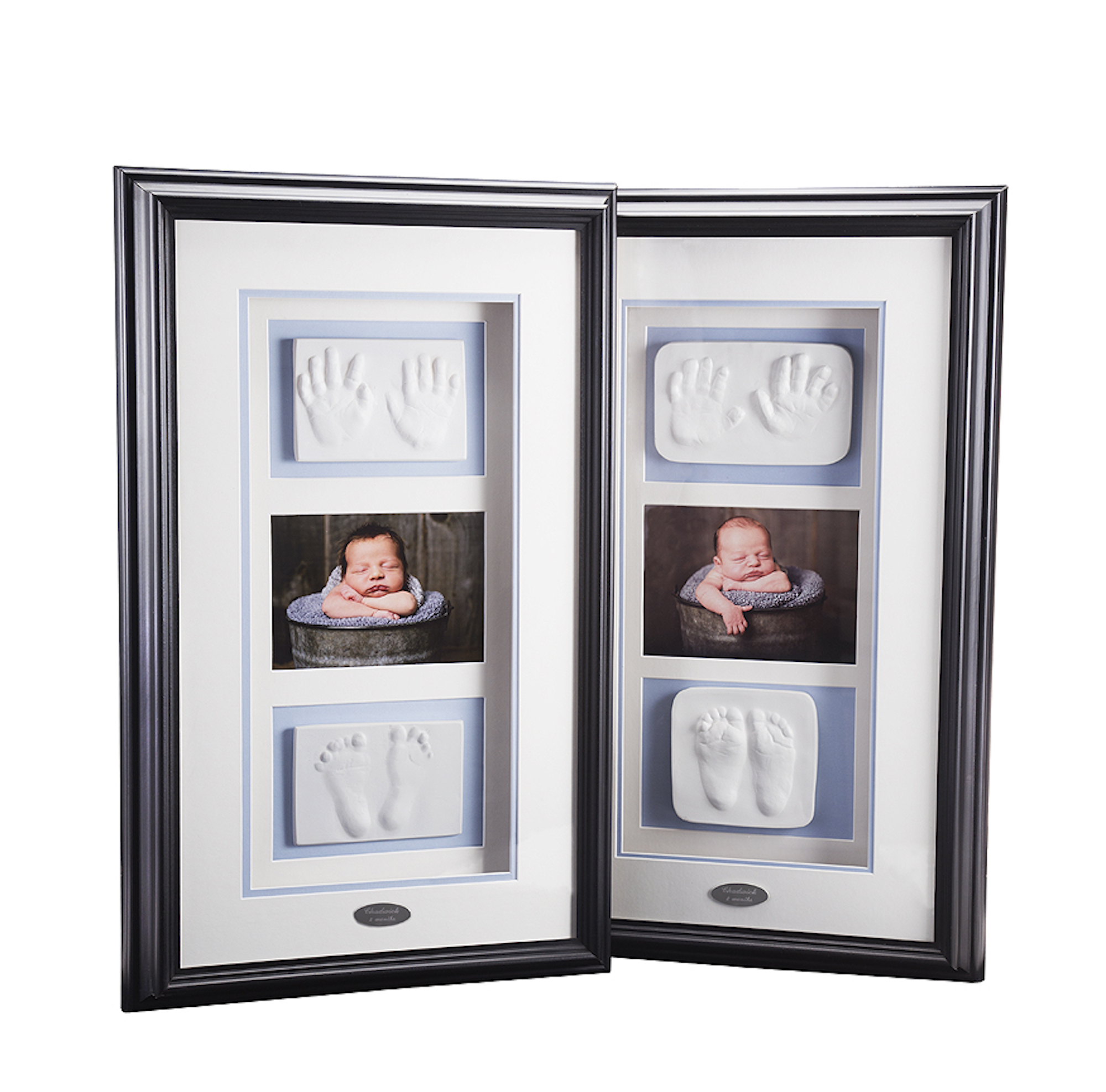 Dual shadow box of baby hands and feet medallions
